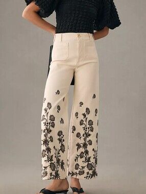 Anthropologie Maeve Cream Colette Pants